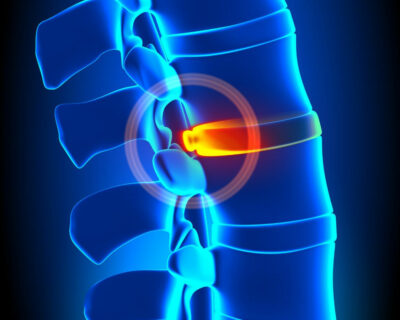 spinal x-ray showing the bulging disc